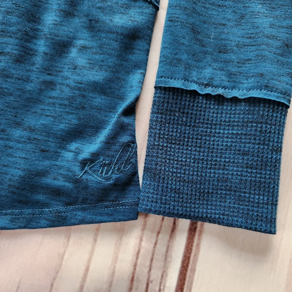 **SOLD** Kuhl "Svenna" Waffle Knit Henley Long Sleeve Shirt Teal Blue | Size S - Picture 6 of 12